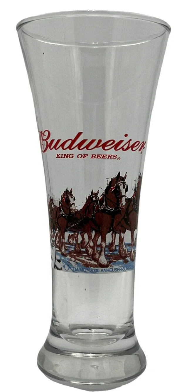 Budweiser Clydesdale 2000 Holiday Pilsner Glass Anheuser Busch Millennium